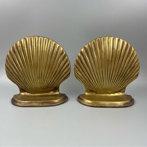 Vintage Brass Gold Metal Shell Bookends
